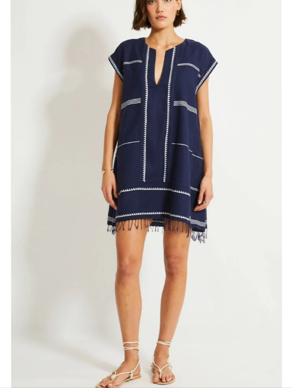Lemlem Elina Caftan In Nunu Navy
